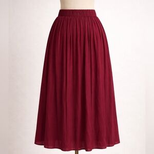 GAP Burgundy Gathered Midi Skirt XS